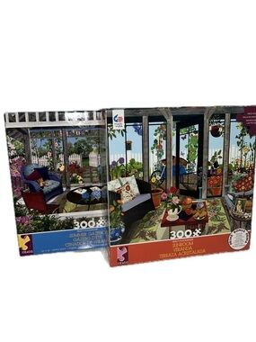 Set of 2 Tracy Flickinger 300-Piece Puzzles